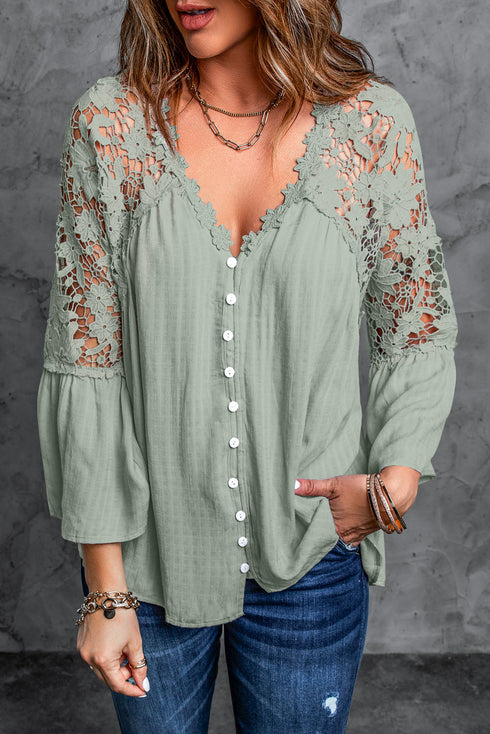 Crochet Lace Button Top